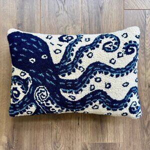 Peking Handicraft Navy Octopus Hook Wool Pillow - NWT